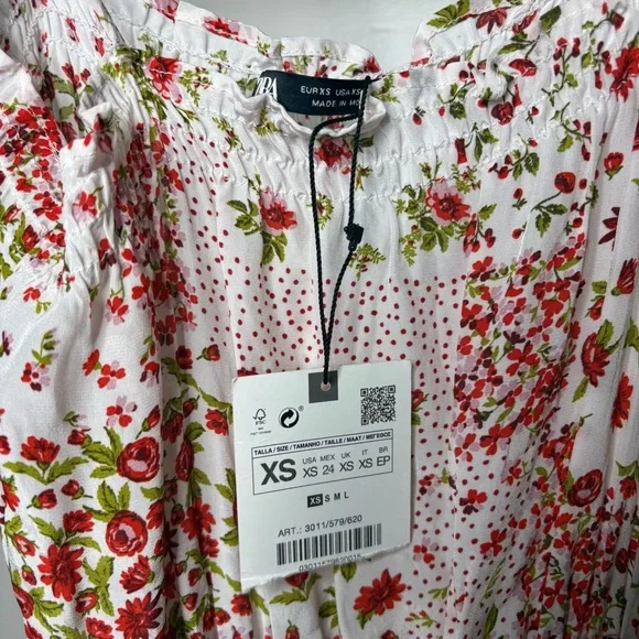 2/15$ 🍒 NWT Zara Floral Polka Dot Romper Ruffle Hem Feminine Summer One-Piece - Picture 9 of 10